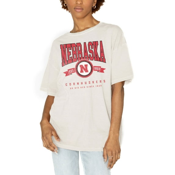 Women's Gameday Couture White Nebraska Huskers Get Goin' Oversized T-Shirt