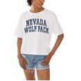 thumbnail image 1 of Women's Gameday Couture White Nevada Wolf Pack Claim To Fame Boxy Cropped T-Shirt, 1 of 5