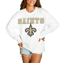 Women's Gameday Couture  White New Orleans Saints Big Goals Oversized Long Sleeve T-Shirt