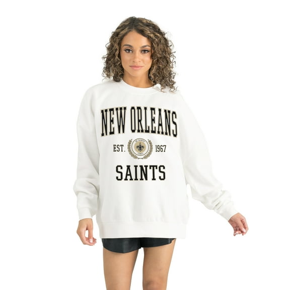 Women's Gameday Couture White New Orleans Saints Timeless Triumph Premium Fleece Pullover Sweatshirt
