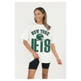 thumbnail image 1 of Women's Gameday Couture  White New York Jets Oversized Classic Fierce Focus T-Shirt, 1 of 4