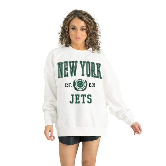 Women's Gameday Couture White New York Jets Timeless Triumph Premium Fleece Pullover Sweatshirt