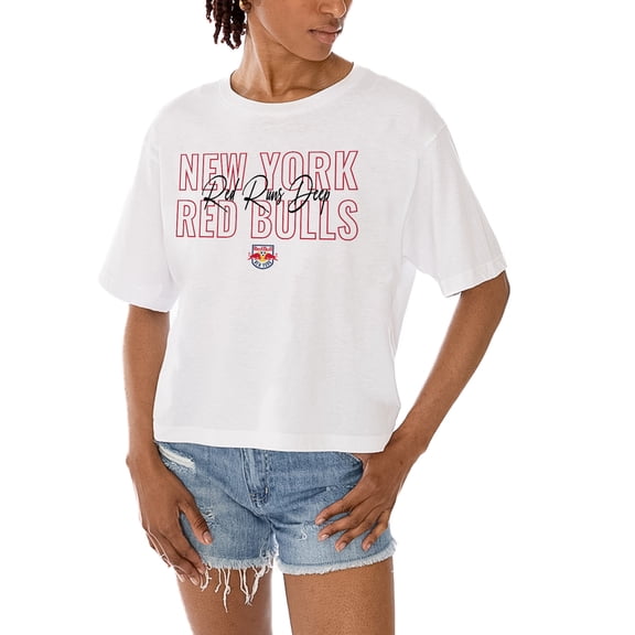 Women's Gameday Couture White New York Red Bulls Keep Playing Cropped T-Shirt