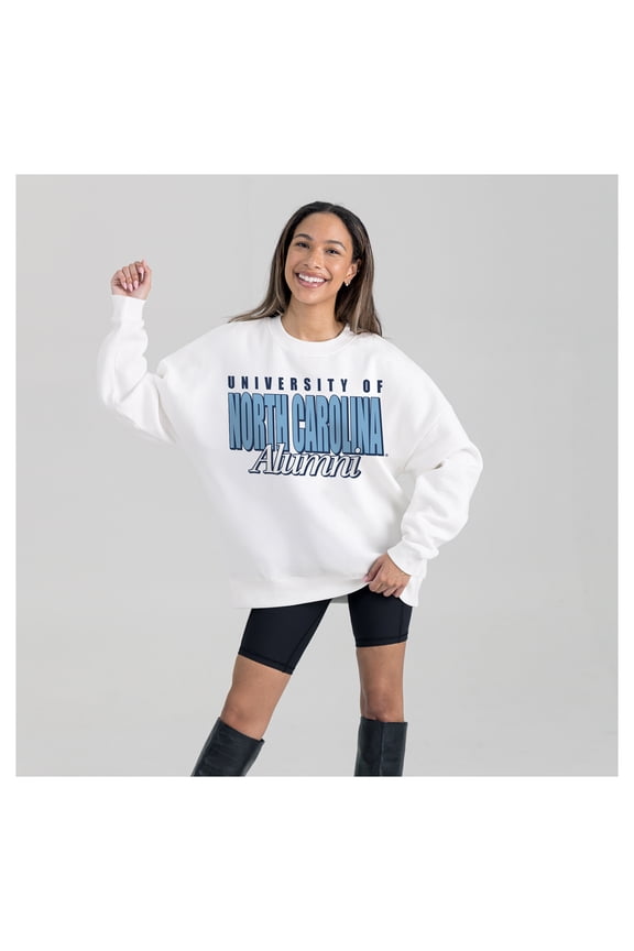 Women's Gameday Couture White North Carolina Tar Heels Alumni Era Oversized Premium Fleece Sweatshirt