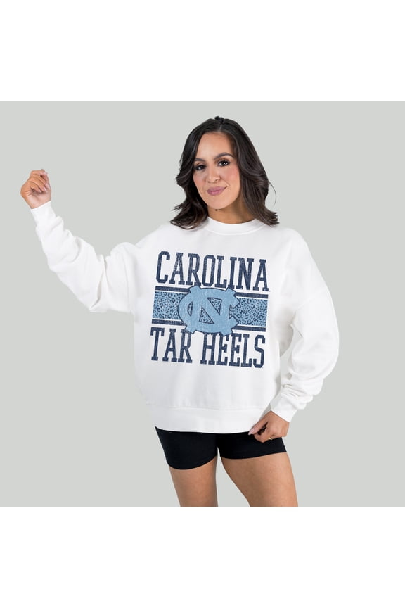 Women's Gameday Couture White North Carolina Tar Heels Fair Catch Pullover Sweatshirt