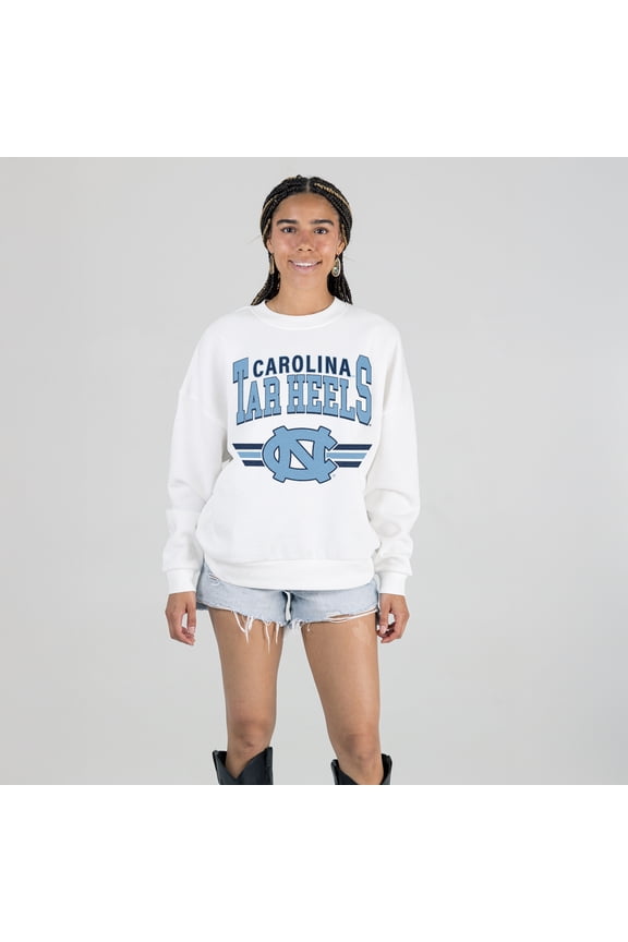 Women's Gameday Couture White North Carolina Tar Heels Oversized Premium Fleece Sweatshirt