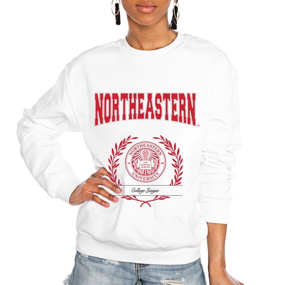 Women's Gameday Couture White Northeastern Huskies It's a Vibe Classic Fleece Crewneck Pullover Sweatshirt