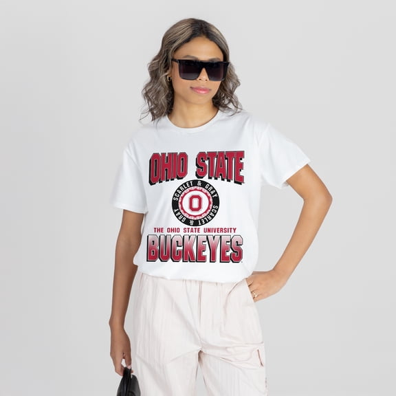 Women's Gameday Couture White Ohio State Buckeyes All-Time Classic Oversized Flowy T-Shirt