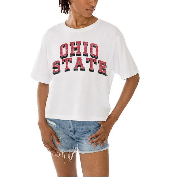 Women's Gameday Couture White Ohio State Buckeyes Claim To Fame Boxy Cropped T-Shirt