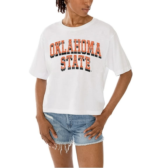 Women's Gameday Couture White Oklahoma State Cowboys Claim To Fame Boxy Cropped T-Shirt