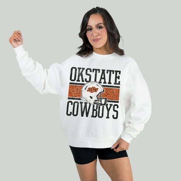 Women's Gameday Couture White Oklahoma State Cowboys Fair Catch Pullover Sweatshirt