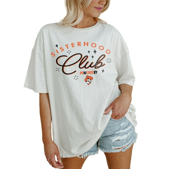 Women's Gameday Couture White Oklahoma State Cowboys PoweredBy Sisterhood Oversized T-Shirt