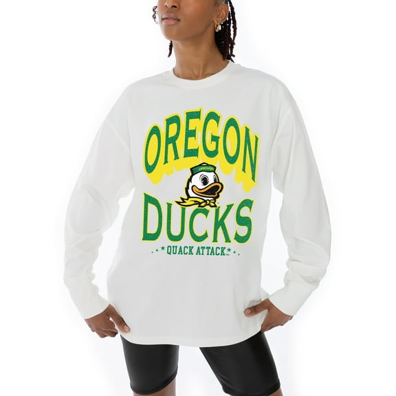 Women's Gameday Couture White Oregon Ducks Midweight Oversized Long Sleeve T-Shirt