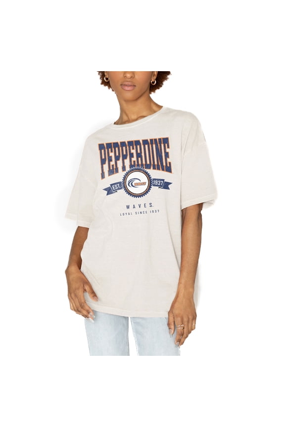 Women's Gameday Couture White Pepperdine Waves Get Goin' Oversized T-Shirt
