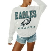 Women's Gameday Couture White Philadelphia Eagles Sunday Drives Oversized Crewneck Pullover Sweatshirt