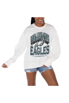 Women's Gameday Couture White Philadelphia Eagles Time Out Oversized Long Sleeve T-Shirt