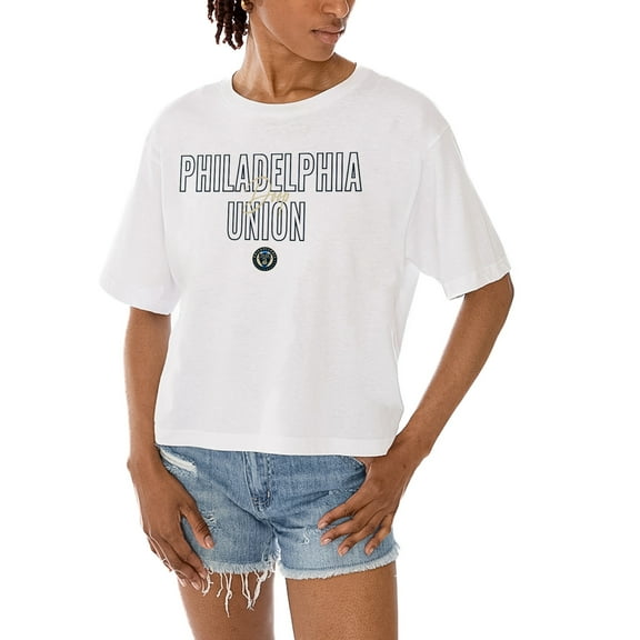 Women's Gameday Couture  White Philadelphia Union Keep Playing Cropped T-Shirt