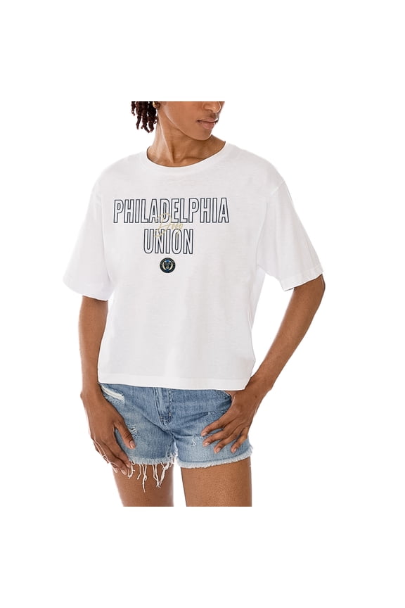 Women's Gameday Couture White Philadelphia Union Keep Playing Cropped T-Shirt