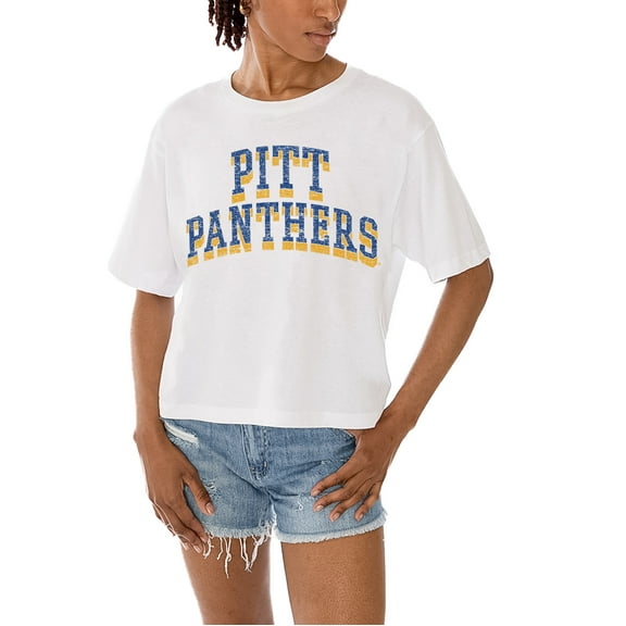 Women's Gameday Couture White Pitt Panthers Claim To Fame Boxy Cropped T-Shirt