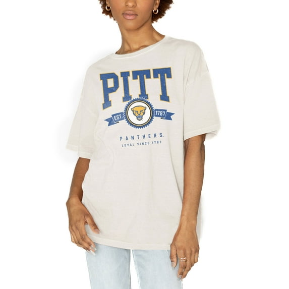 Women's Gameday Couture White Pitt Panthers Get Goin' Oversized T-Shirt