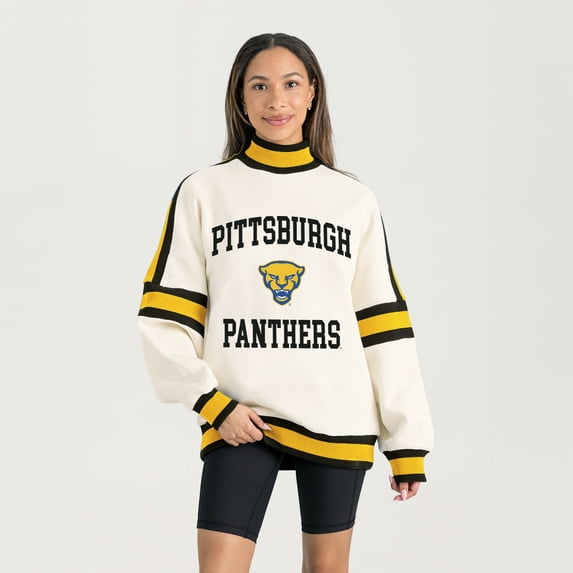 Women's Gameday Couture White Pitt Panthers Oversized Vivid Turtleneck Sweatshirt