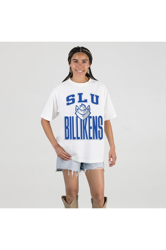 Women's Gameday Couture White Saint Louis Billikens Oversized Fierce Focus T-Shirt