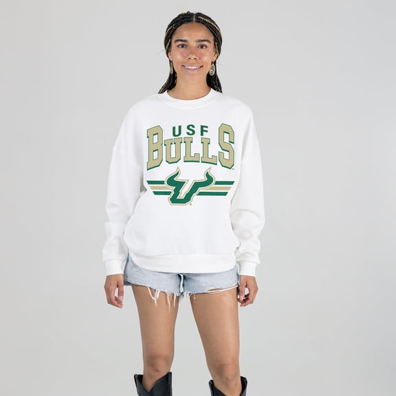 Women's Gameday Couture White South Florida Bulls Oversized Premium Fleece Sweatshirt