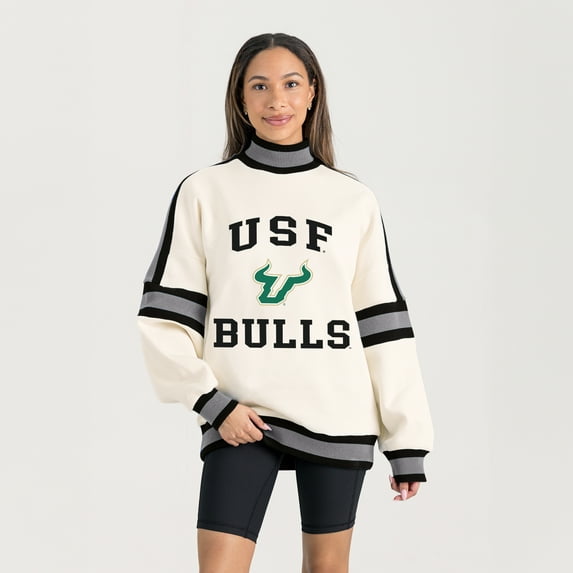 Women's Gameday Couture White South Florida Bulls Oversized Vivid Turtleneck Sweatshirt