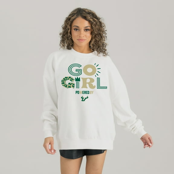 Women's Gameday Couture White South Florida Bulls PoweredBy Go Girl Premium Pullover Sweatshirt