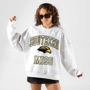 Women's Gameday Couture White Southern Miss Golden Eagles Big Play Energy Tonal Star Embossed Sweatshirt