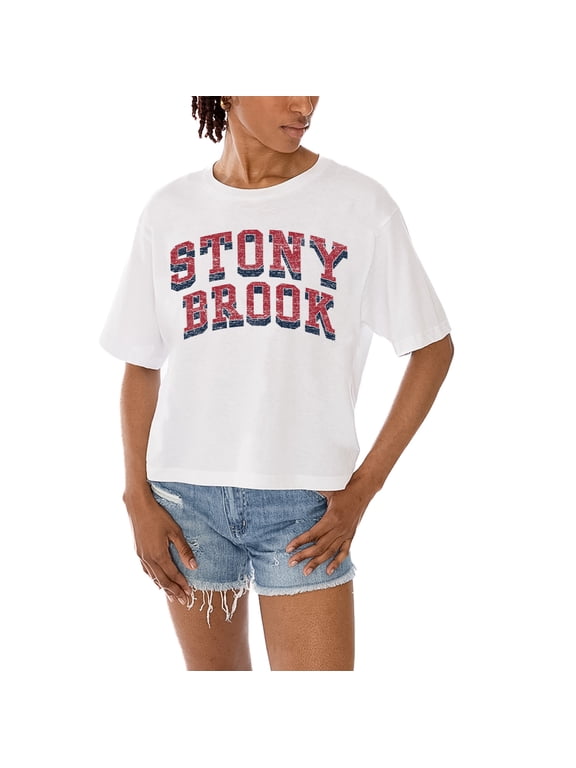 Women's Gameday Couture White Stony Brook Seawolves Claim To Fame Boxy Cropped T-Shirt