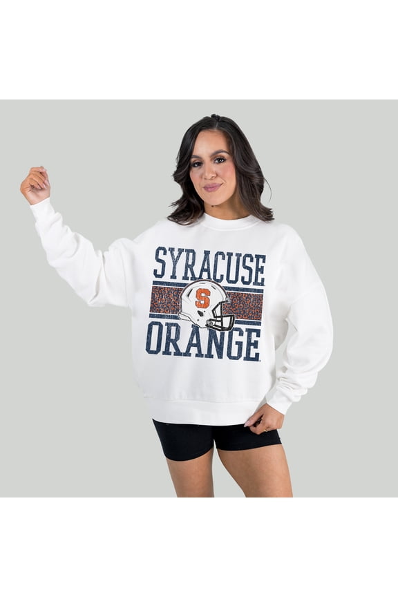 Women's Gameday Couture White Syracuse Orange Fair Catch Pullover Sweatshirt