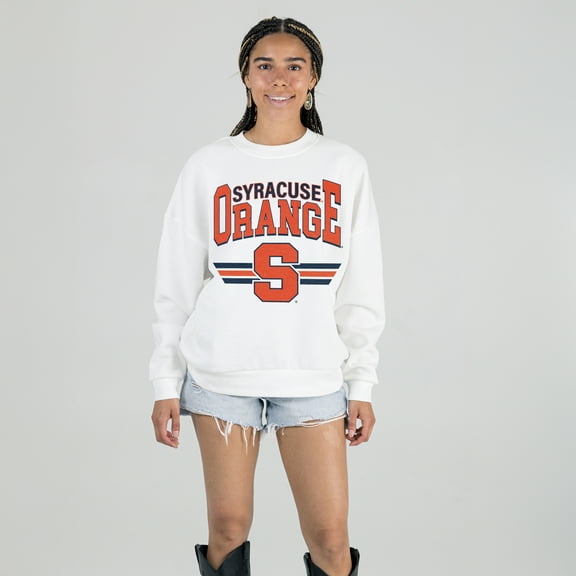Women's Gameday Couture White Syracuse Orange Oversized Premium Fleece Sweatshirt