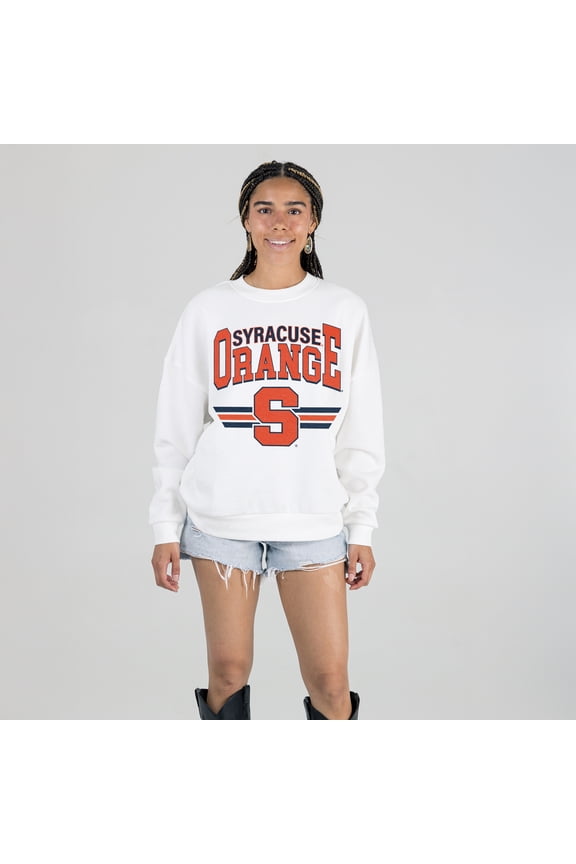 Women's Gameday Couture White Syracuse Orange Oversized Premium Fleece Sweatshirt