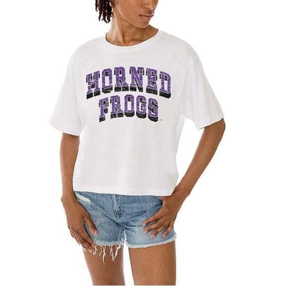 Women's Gameday Couture White TCU Horned Frogs Claim To Fame Boxy Cropped T-Shirt