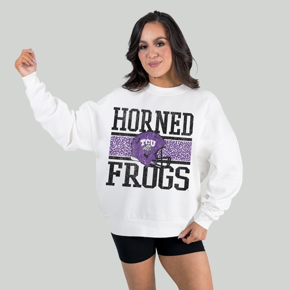 Women's Gameday Couture White TCU Horned Frogs Fair Catch Pullover Sweatshirt