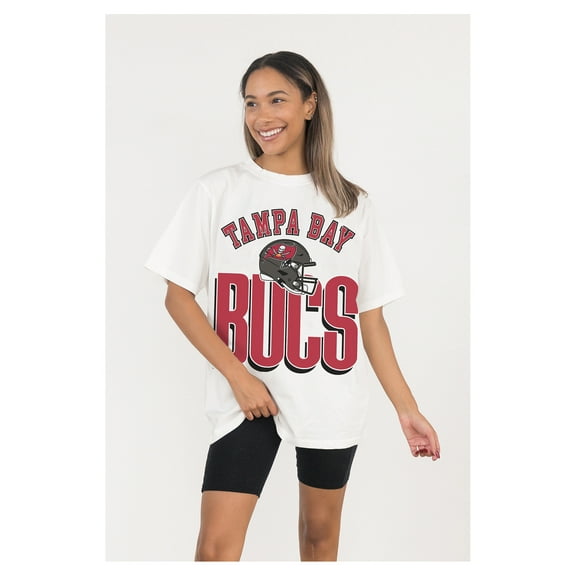 Women's Gameday Couture White Tampa Bay Buccaneers Oversized Classic Fierce Focus T-Shirt
