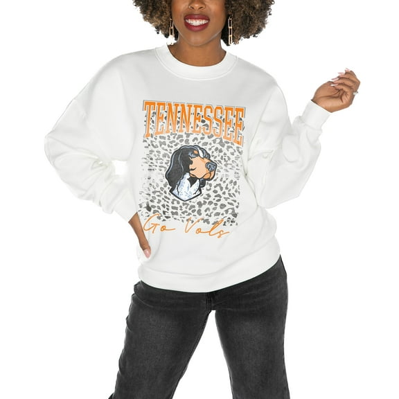 Women's Gameday Couture Tennessee Volunteers White Oversized Drop Shoulder Fleece Drop Pullover Sweatshirt