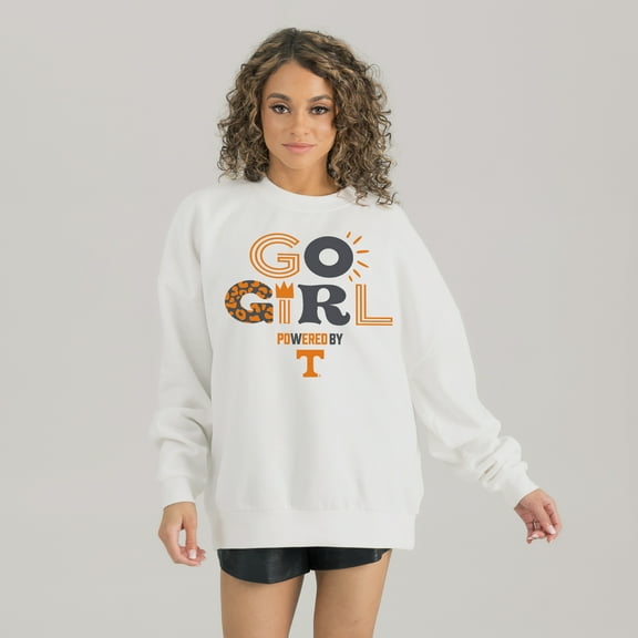 Women's Gameday Couture White Tennessee Volunteers PoweredBy Go Girl Premium Pullover Sweatshirt