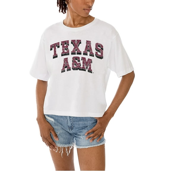 Women's Gameday Couture White Texas A&M Aggies Claim To Fame Boxy Cropped T-Shirt