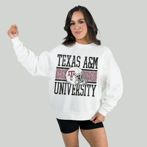 Women's Gameday Couture White Texas A&M Aggies Fair Catch Pullover Sweatshirt