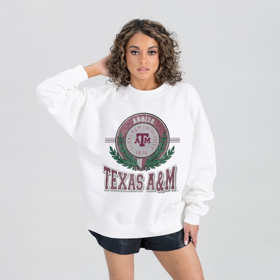 Women's Gameday Couture  White Texas A&M Aggies Hot Shot Fleece Pullover Sweatshirt