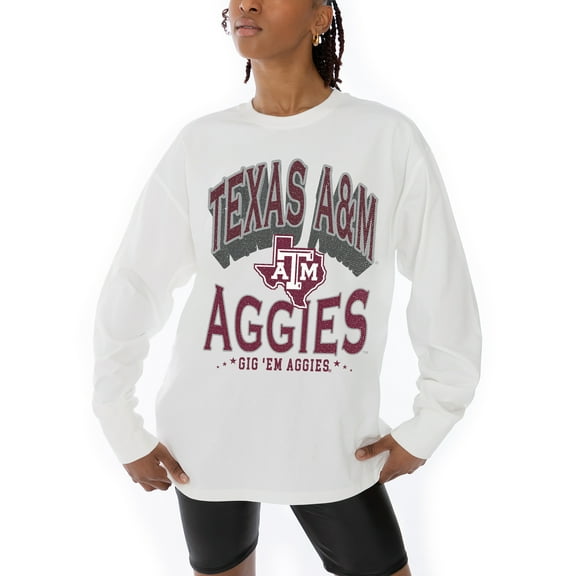 Women's Gameday Couture White Texas A&M Aggies Midweight Oversized Long Sleeve T-Shirt