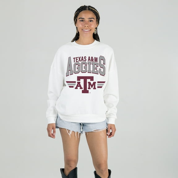 Women's Gameday Couture White Texas A&M Aggies Oversized Premium Fleece Sweatshirt