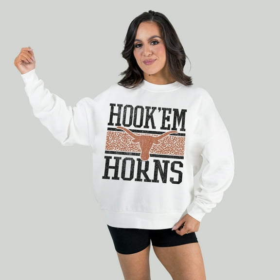 Women's Gameday Couture White Texas Longhorns Fair Catch Pullover Sweatshirt