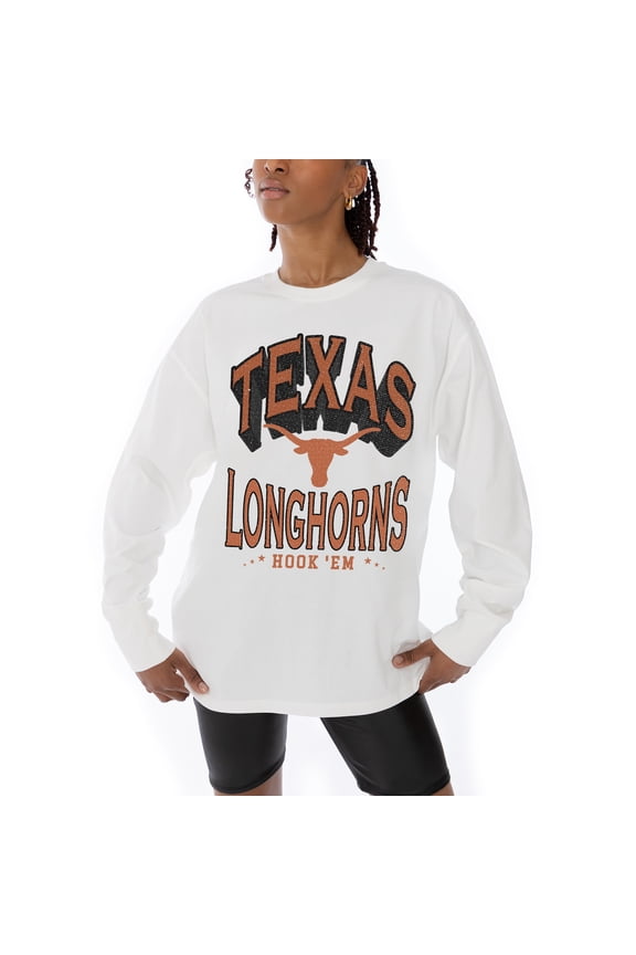 Women's Gameday Couture White Texas Longhorns Midweight Oversized Long Sleeve T-Shirt