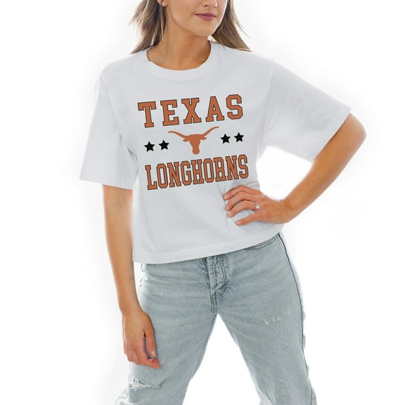 Women's Gameday Couture White Texas Longhorns Stars Boxy Fit Cropped T-Shirt