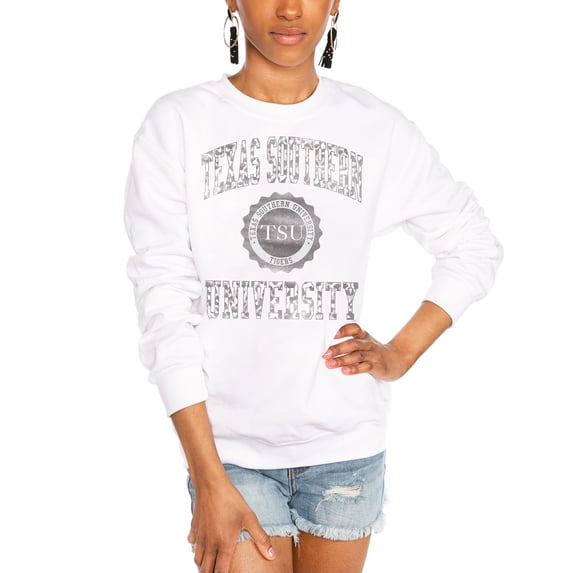 Women's Gameday Couture White Texas Southern Tigers Trendspotter Perfect Crewneck Pullover Lightweight Sweatshirt