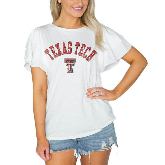 Women's Gameday Couture  White Texas Tech Red Raiders Arch Logo Flutter Sleeve Lightweight T-Shirt