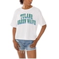thumbnail image 1 of Women's Gameday Couture White Tulane Green Wave Claim To Fame Boxy Cropped T-Shirt, 1 of 5
